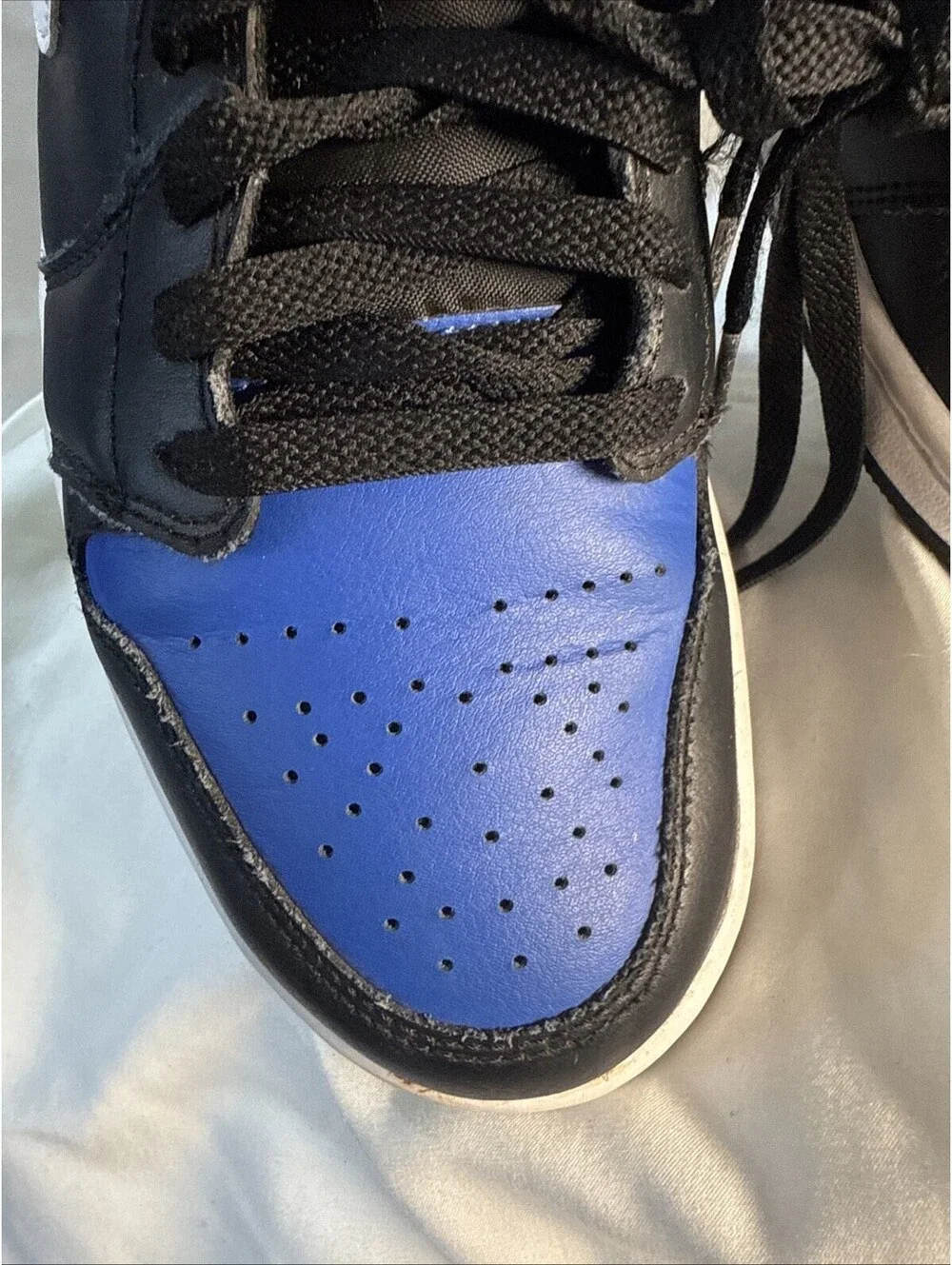 Nike Air Jordan 1 Low Royal Toe Black Blue White 553558-042 Mens 8.5